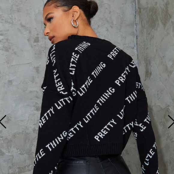 PRETTY LITTLE THING: Black Knitted Sweater - Picture 3 of 9